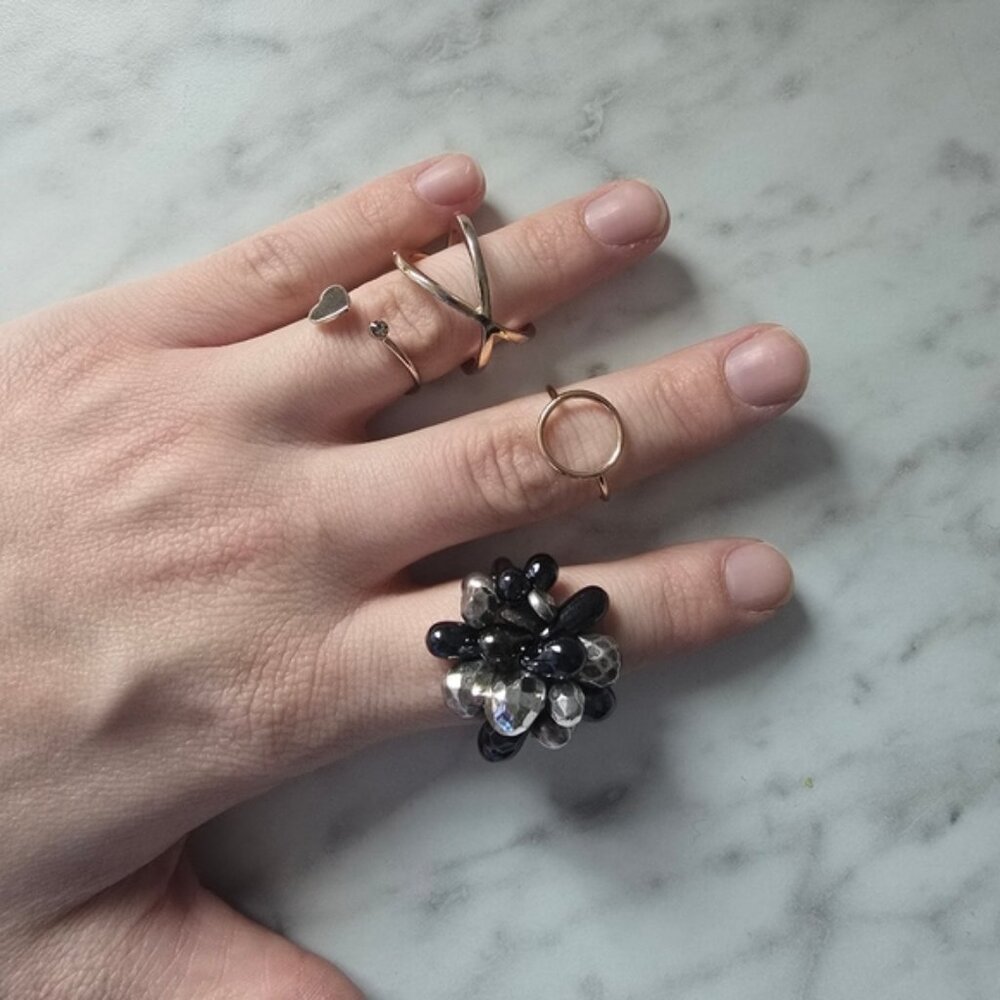 Boutique Elegant Gold and Silver Womens Ring Set